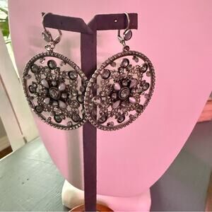 Sorrelli Crystal Circle Dangle Silver Tone Earrings